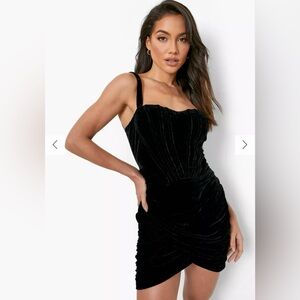 Boohoo Velvet Strappy Corset Mini Dress Size 10 S/M